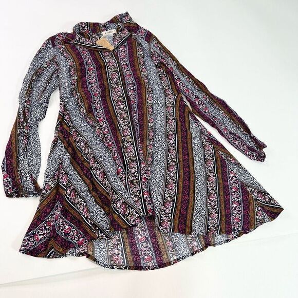 Natural Life Dress Womens Small Multi-Color Long-Sleeve Button-Front T-Shirt Dre - Picture 1 of 11